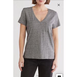 Madewell Women's Whisper V-Neck Short Sleeve Heather Iron Tee Size Medium